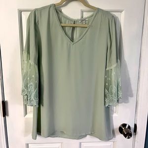 Sheer Crochet Sleeve Jodifl Top